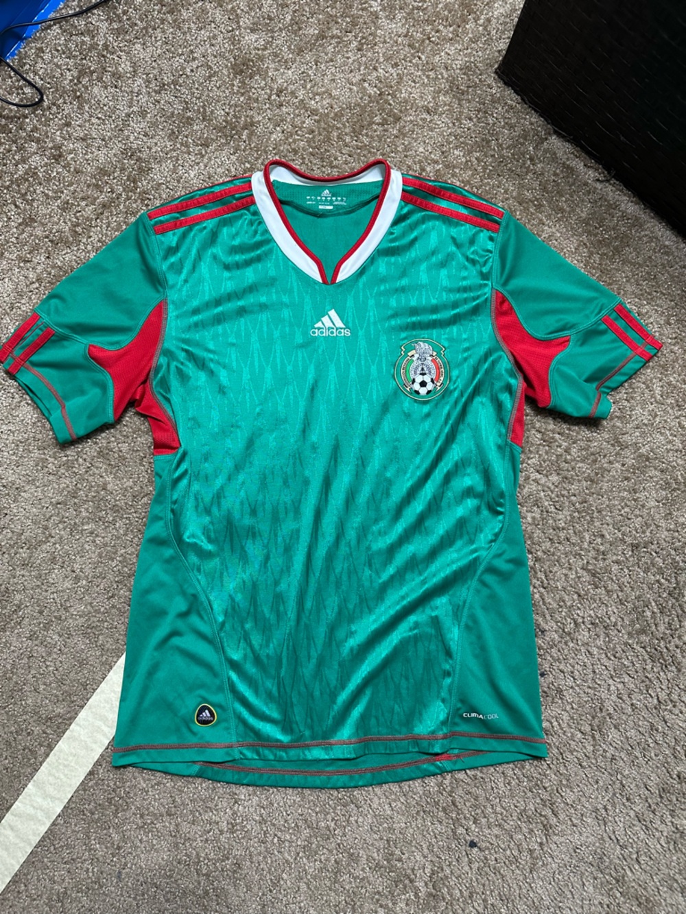 adidas Green Soccer Jersey with Red Trim